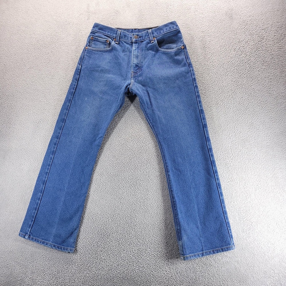 Levis 517 Jeans Mens 33x30 Blue Slim Bootcut Medium Wash Stretch Distressed